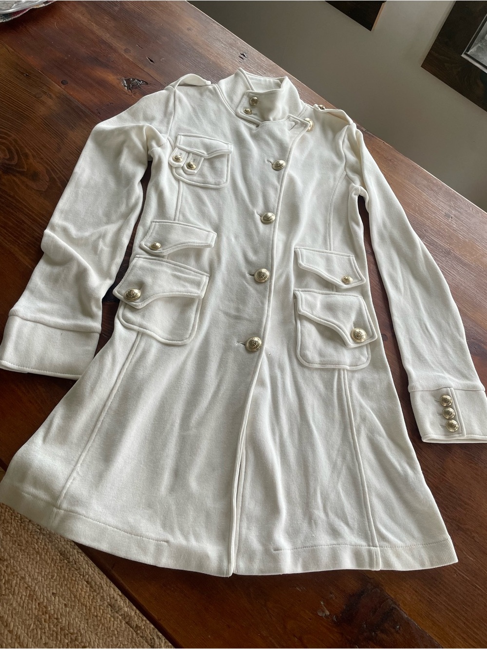 525 America Ivory Long Nautical Button Jacket